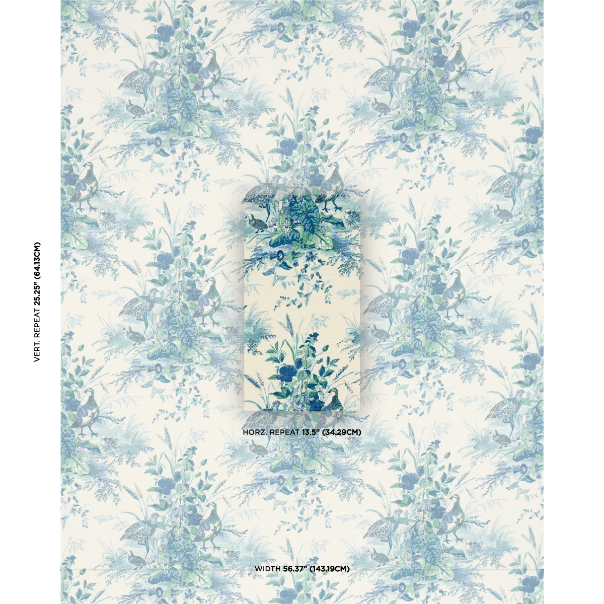 SCHUMACHER  A COUNTRY LIFE QUAIL MEADOW PRINTS PRINTS PEACOCK   - 1106044