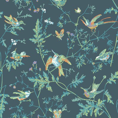 COLE & SON HUMMINGBIRDS PRINT--ANIMAL/INSECTS-BOTANICAL & FLORAL MULTI,DARK BLUE,RUST   - 112/4014.CS.0