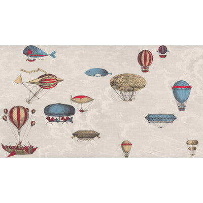 Cole & Son - Macchine Volanti Stone/Rouge/Blue (114/10020-CS) Wallpaper