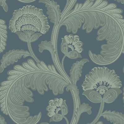 COLE & SON FANFARE FLOCK --BOTANICAL & FLORAL- TEAL,TEAL,   - 116/7026.CS.0