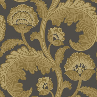 COLE & SON FANFARE FLOCK --BOTANICAL & FLORAL- GOLD,GOLD,CHARCOAL   - 116/7027.CS.0