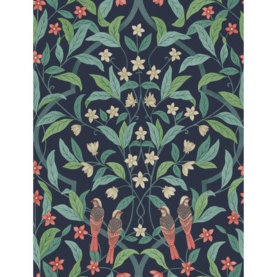 COLE & SON JASMINE & SERIN SYMPHONY PRINT--BOTANICAL & FLORAL- CORAL/PETROL/INK   - 117/10030.CS.0