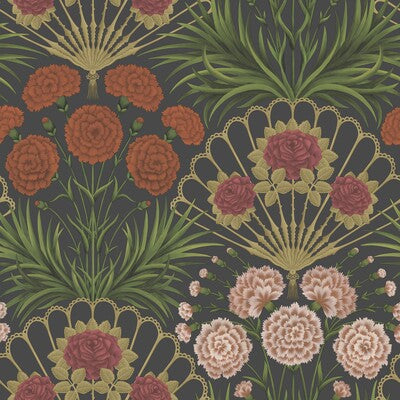 COLE & SON FLAMENCO FAN PRINT--BOTANICAL & FLORAL-NOVELTY CORAL,BLACK,MULTI   - 117/14043.CS.0