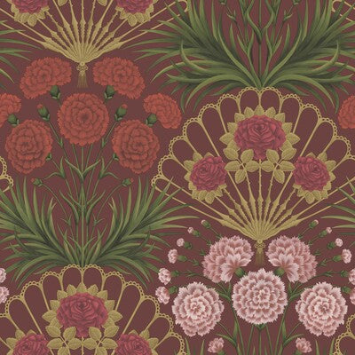 COLE & SON FLAMENCO FAN PRINT--BOTANICAL & FLORAL-NOVELTY BURGUNDY/RED,GOLD,MULTI   - 117/14046.CS.0