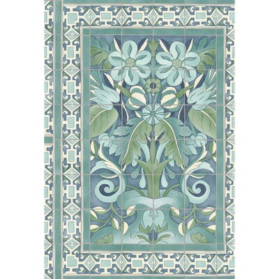 COLE & SON TRIANA PRINT--BOTANICAL & FLORAL-NOVELTY TEAL & DARK TEAL ON DENIM   - 117/5014.CS.0