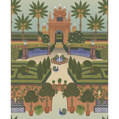 COLE & SON ALCAZAR GARDENS PRINT--GLOBAL-NOVELTY RUST,TURQUOISE,MULTI   - 117/7020.CS.0