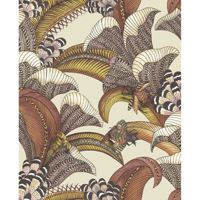 COLE & SON HOOPOE LEAVES PRINT--ANIMAL/INSECTS-BOTANICAL & FLORAL MULTI,RUST,   - 119/1004.CS.0