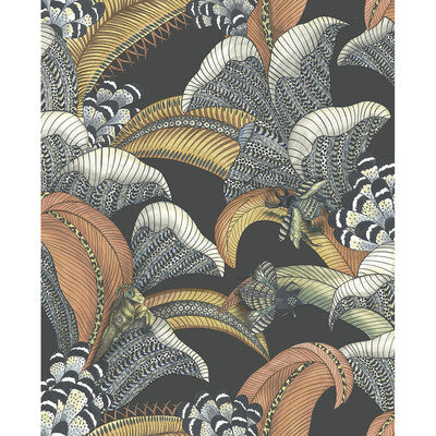 COLE & SON HOOPOE LEAVES PRINT--ANIMAL/INSECTS-BOTANICAL & FLORAL CHARCOAL,MULTI,RUST   - 119/1005.CS.0