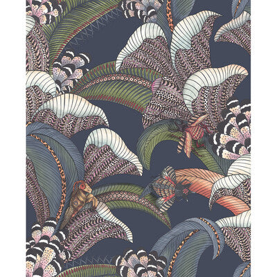 COLE & SON HOOPOE LEAVES PRINT--ANIMAL/INSECTS-BOTANICAL & FLORAL MULTI,DARK BLUE,   - 119/1006.CS.0