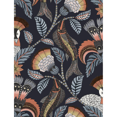 COLE & SON NENE PRINT--ANIMAL/INSECTS-BOTANICAL & FLORAL TERRACOTTA MIDNIGHT   - 119/8038.CS.0