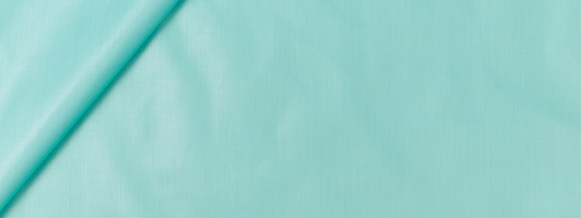 Aqua teal fabric with a diagonal fold and smooth texture; lightweight textile for garments or crafts.