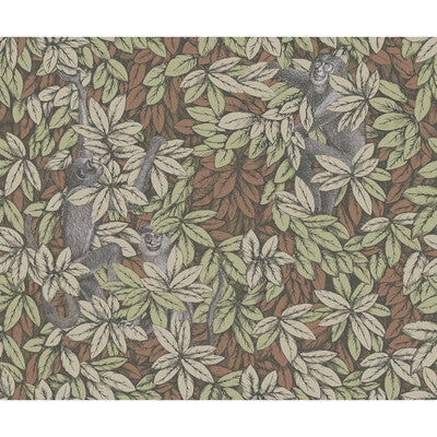 COLE & SON FOGLIE E SCIMMIE PRINT--ANIMAL/INSECTS-BOTANICAL & FLORAL ORANGE,GREEN,   - 123/10047.CS.0