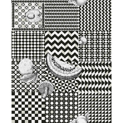 COLE & SON FRUTTA E GEOMETRICO PRINT--GEOMETRIC-NOVELTY BLACK,WHITE,   - 123/6030.CS.0