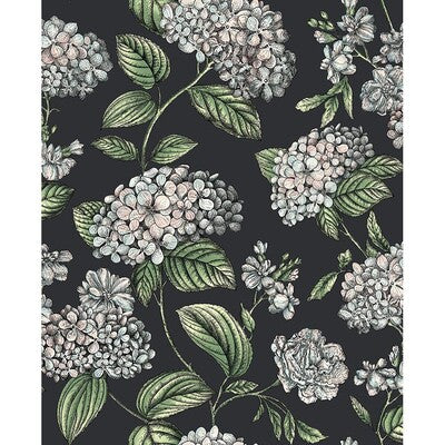 COLE & SON RAMO DI ORTENSIA PRINT--BOTANICAL & FLORAL- BLACK,PASTEL,   - 123/8038.CS.0