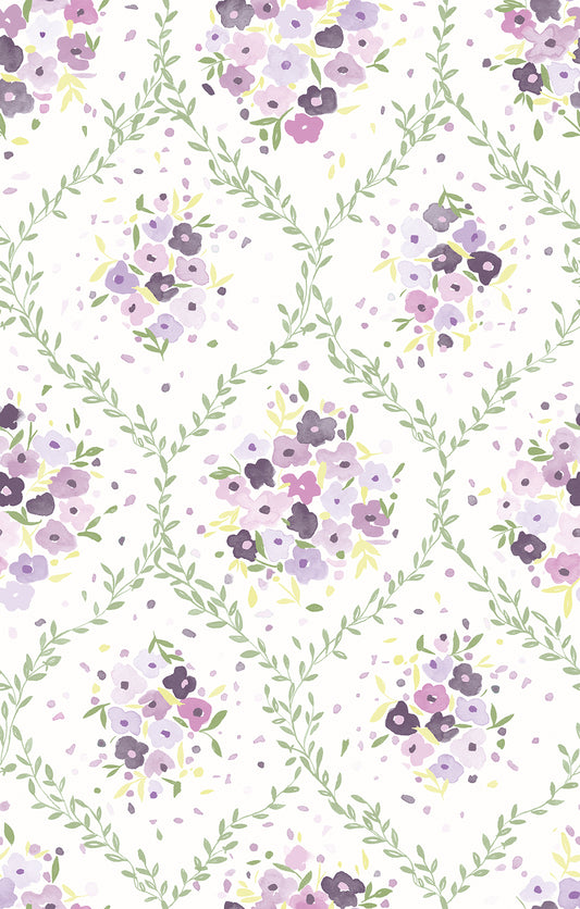 York Wallcoverings RoomMates Lavender Trellis Lavender Peel and Stick Mural Modern Graphics Purples  Wallpaper - 1266098 (Discontinued)