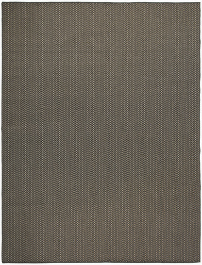 Rectangular brown herringbone woven rug with tan accents