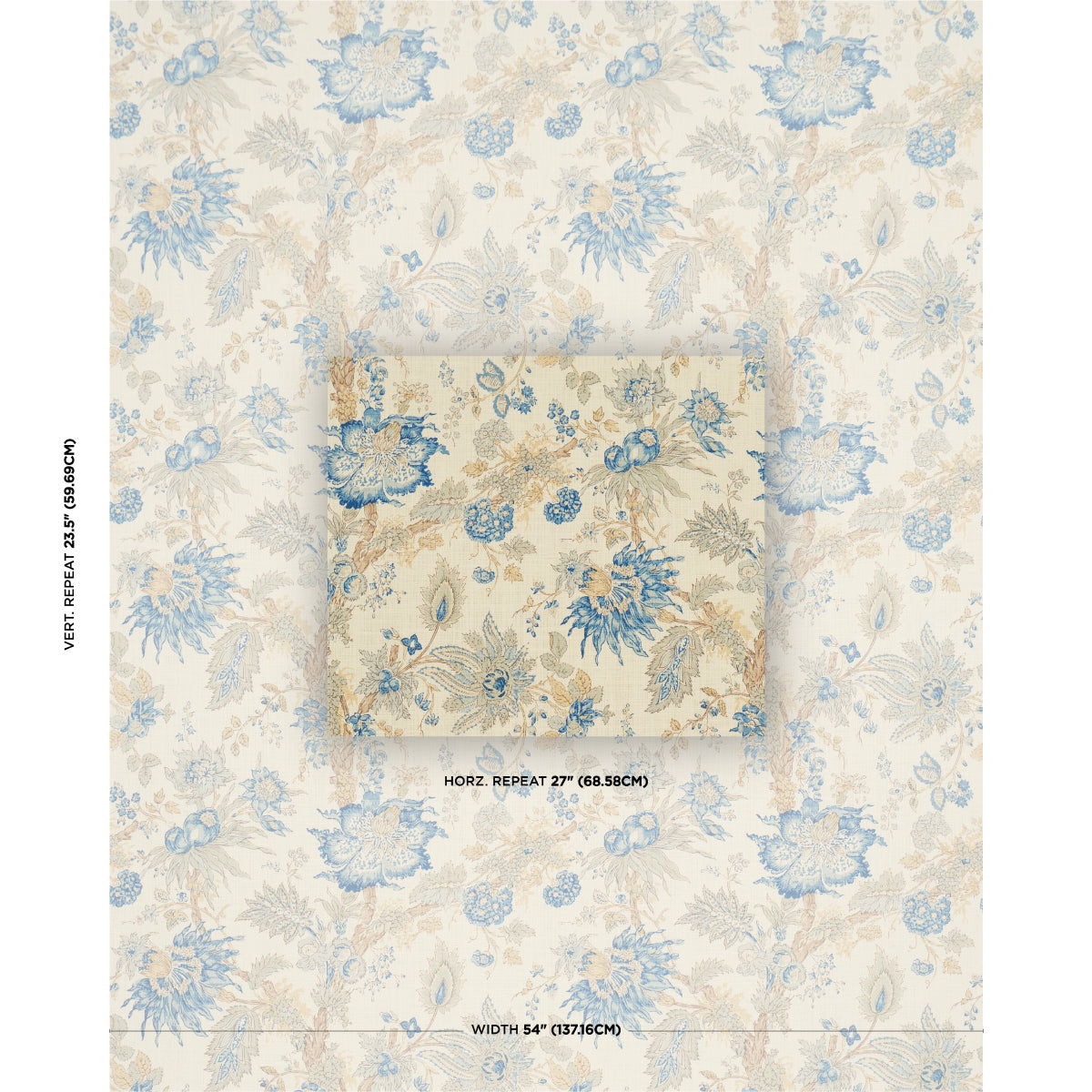 SCHUMACHER  CLASSIC PRINTS ELLIS FLORAL VINE PRINTS PRINTS INDIGO   - 1304001