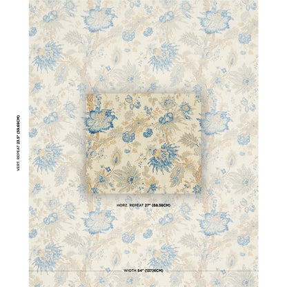 SCHUMACHER  CLASSIC PRINTS ELLIS FLORAL VINE PRINTS PRINTS INDIGO   - 1304001