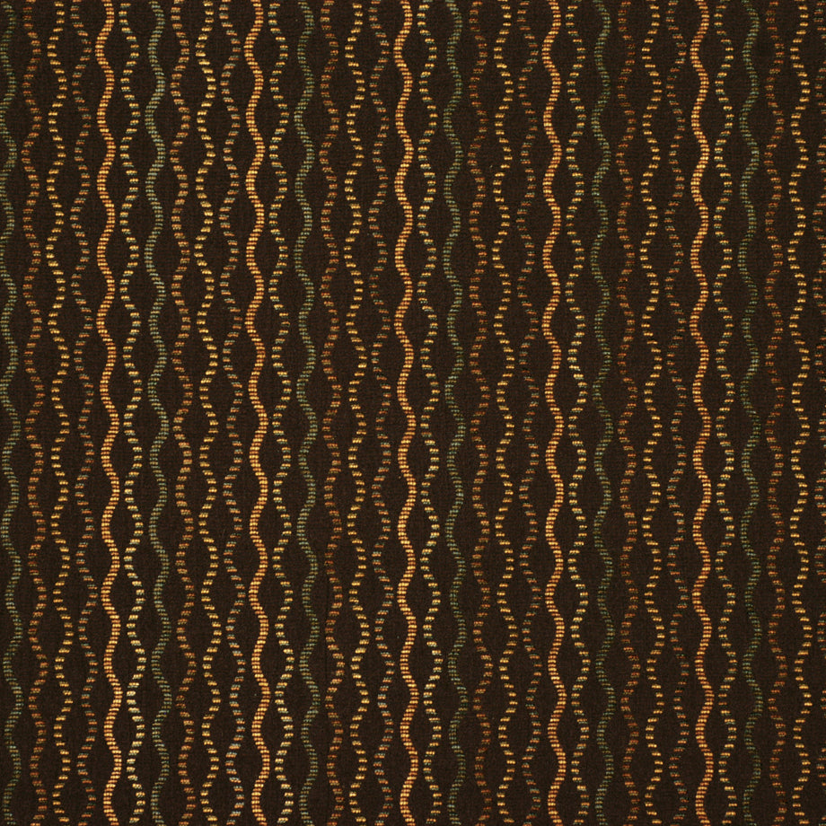Dark brown fabric with metallic gold and bronze chain-link vertical motifs.