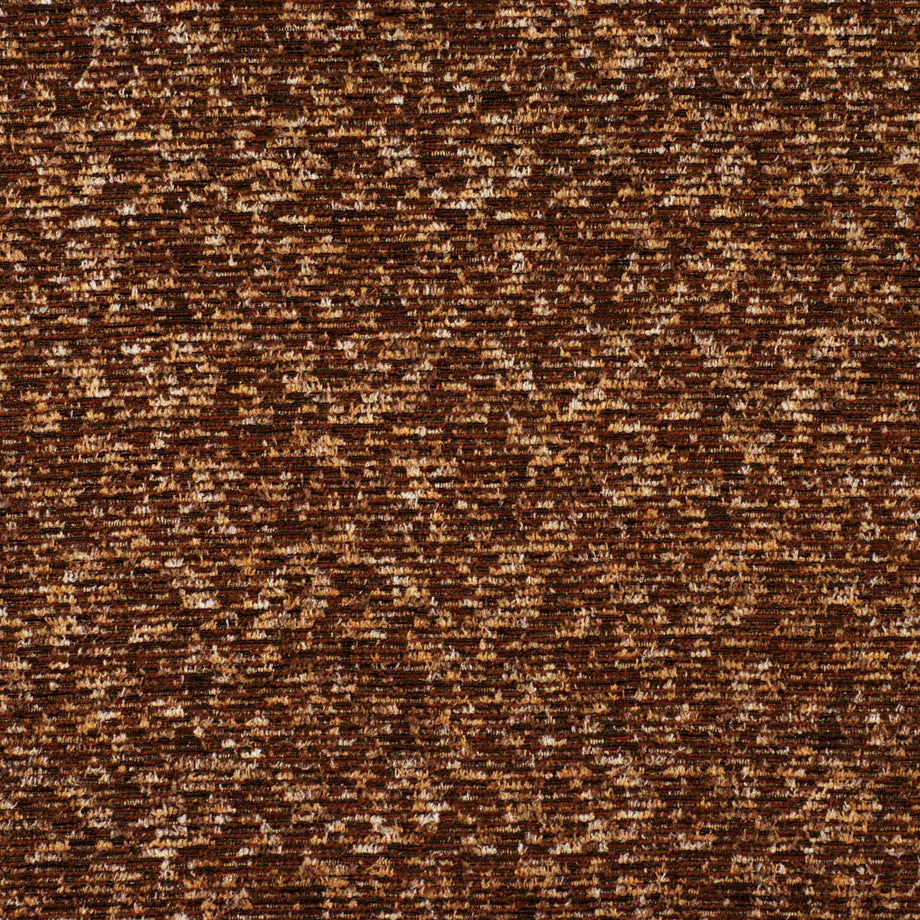 Brown speckled tweed-like textile texture with warm earthy tones and dense looped fibers, suitable for upholstery.