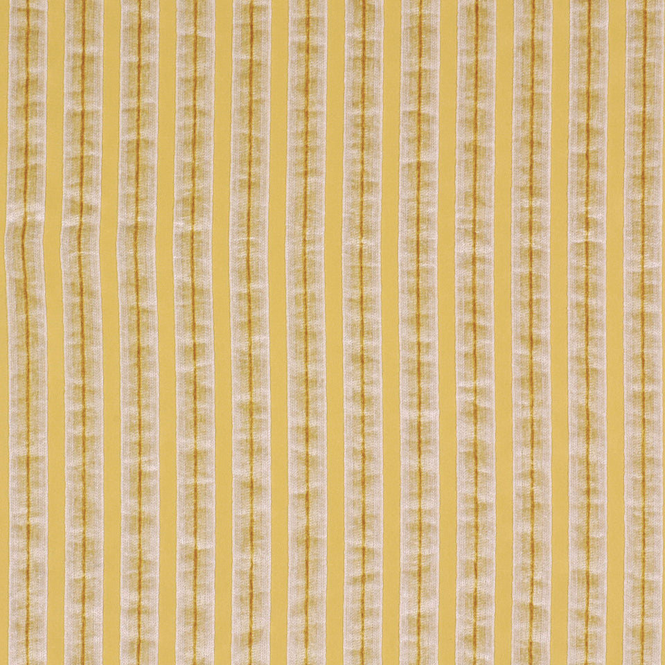 Yellow and cream vertical stripe upholstery fabric.
