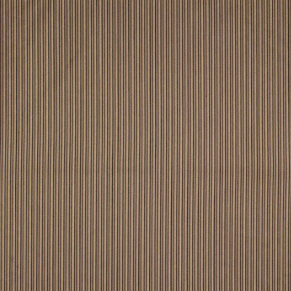 Brown striped upholstery fabric with narrow vertical lines in warm natural tones.