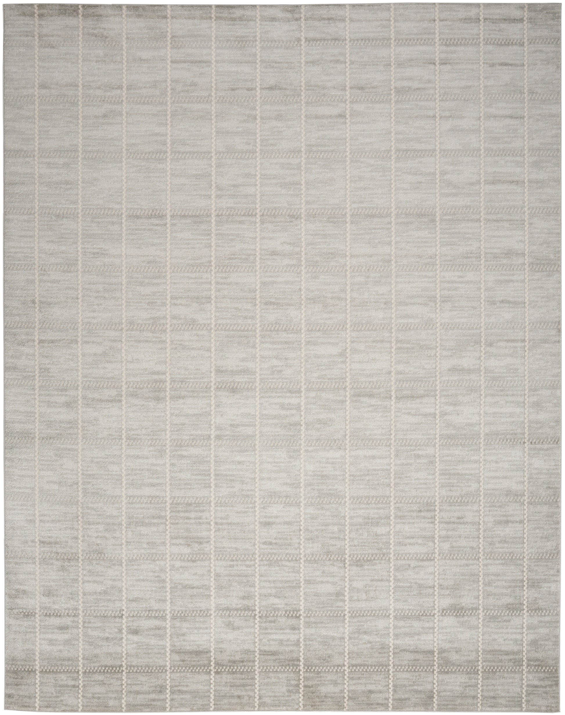 Light gray rug with a subtle white grid pattern, soft textured surface for modern minimalist decor.