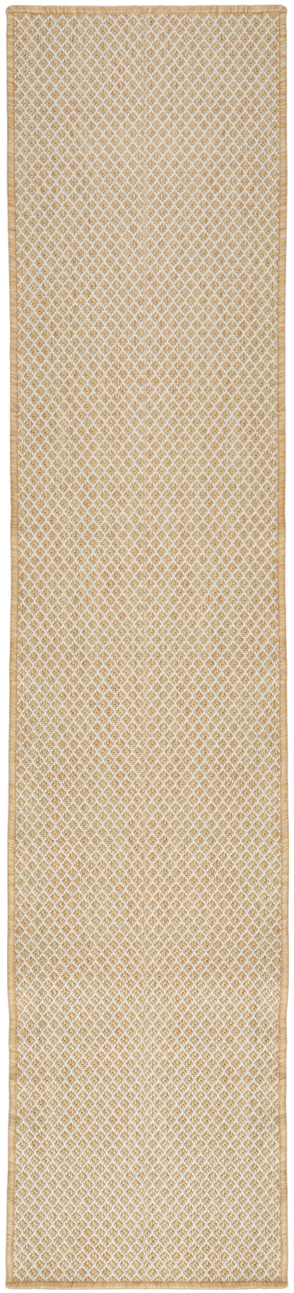 Beige lattice-pattern runner rug with a diamond motif.