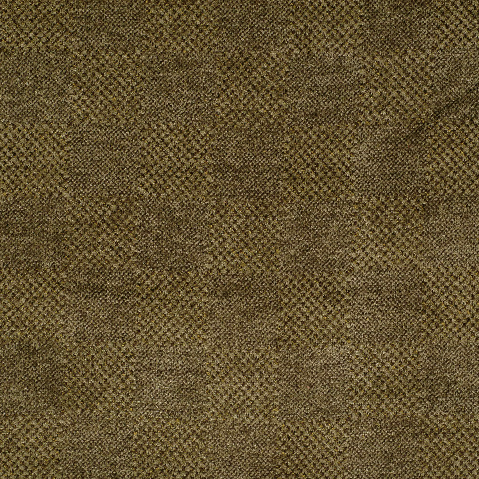 Chocolate Sage upholstery fabric with a subtle checker block plaid texture and a brown tweed-like weave.