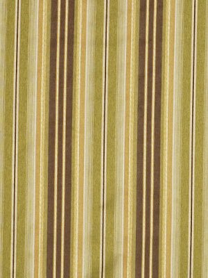 Vertical striped fabric pattern in olive green, mustard gold and brown; retro upholstery style.
