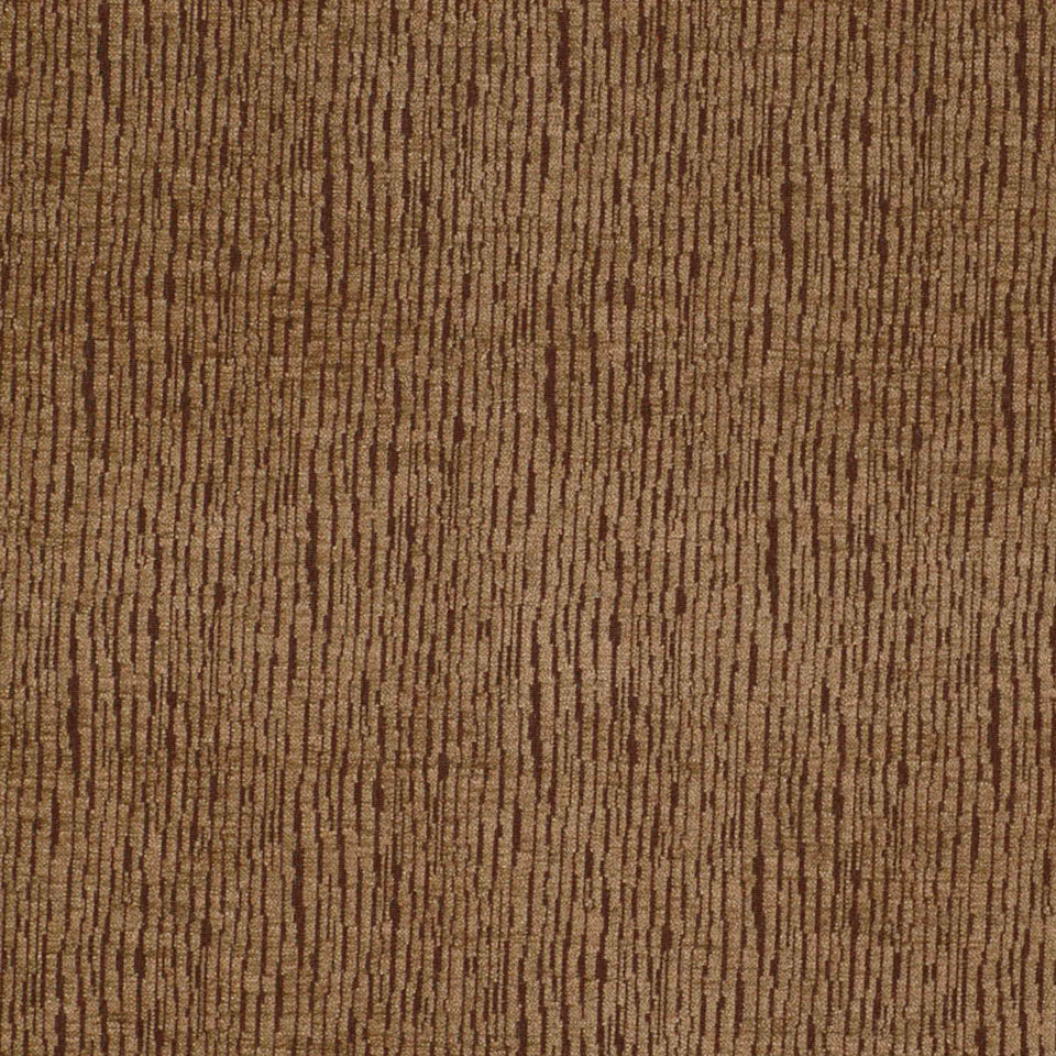 Walnut upholstery fabric with tan base and irregular vertical dark brown streaks.