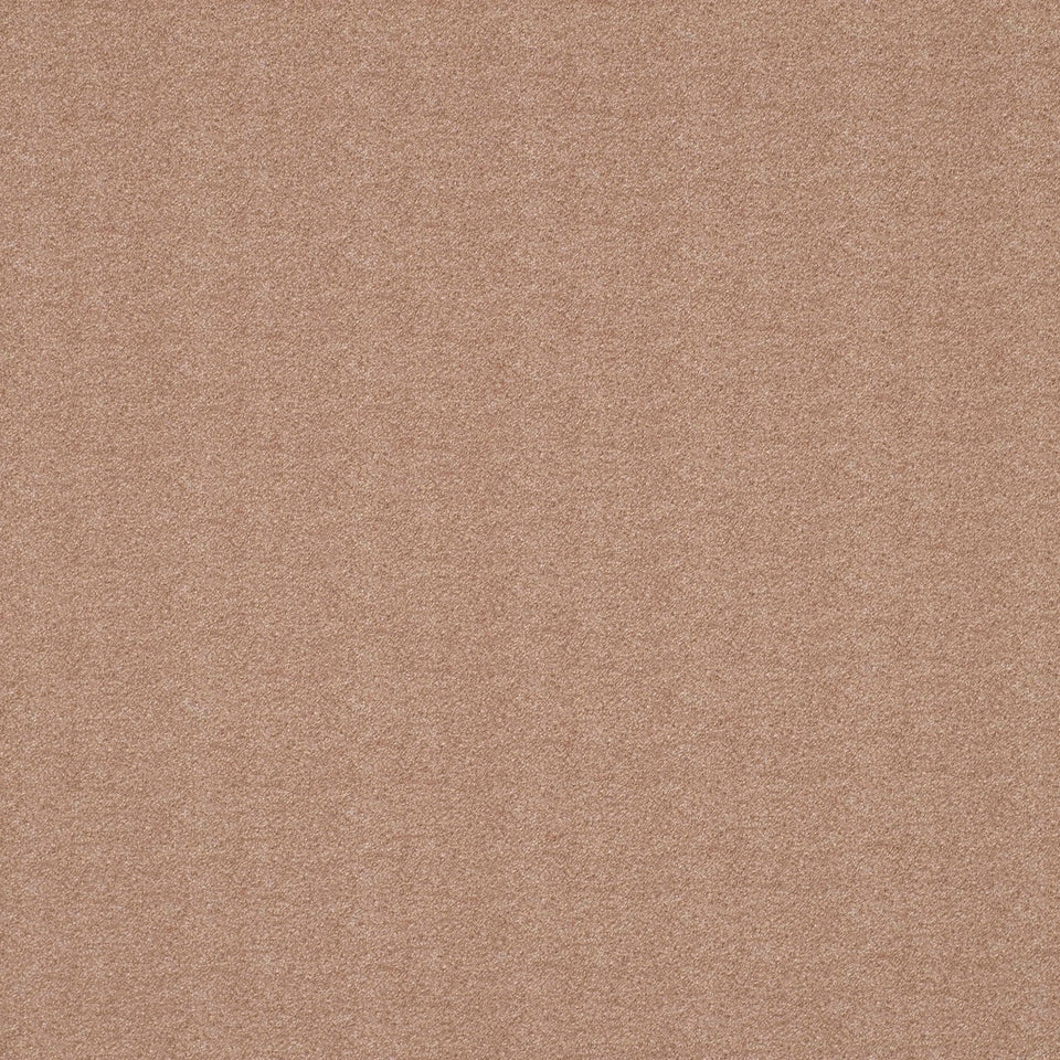 Brown upholstery fabric swatch with a speckled tan surface.
