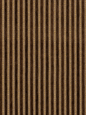 Close-up of brown corduroy upholstery fabric with narrow vertical ribs and a textured nap.