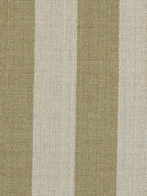 Textured woven upholstery fabric with wide vertical olive and beige stripes; ideal for furniture or drapery.