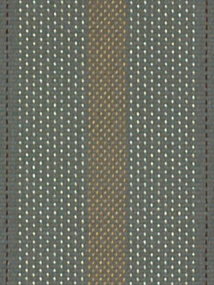 Striped woven fabric swatch with dark gray panels, a central tan-brown stripe, and white dotted vertical accents.