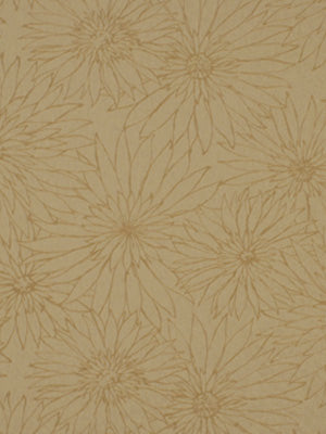 Beige background with tan line-drawn daisy-like flowers; seamless floral pattern for drapery fabric.