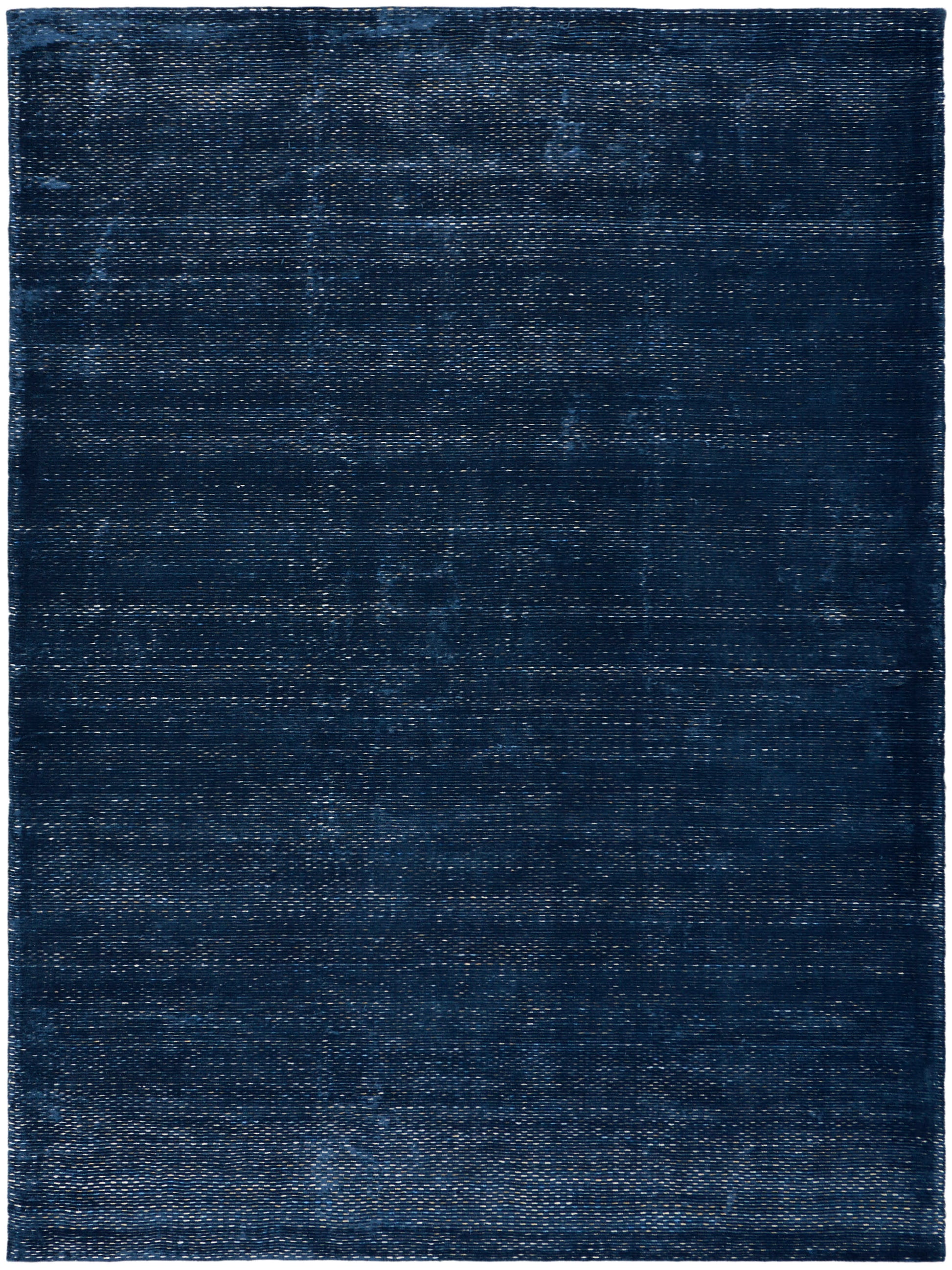 Navy blue rectangular area rug with a subtle distressed woven texture.