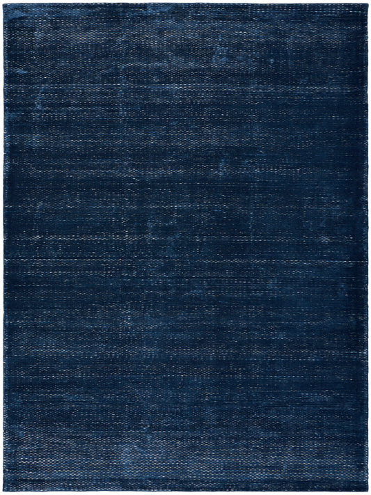 Navy blue rectangular area rug with a subtle distressed woven texture.