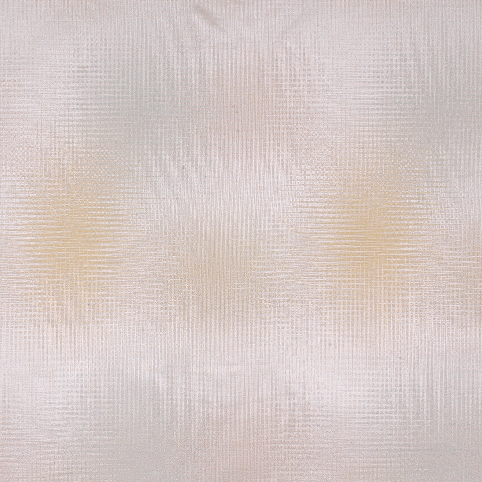 Soft pink-beige woven fabric texture with light beige circles, subtle grid pattern, cozy textile look.