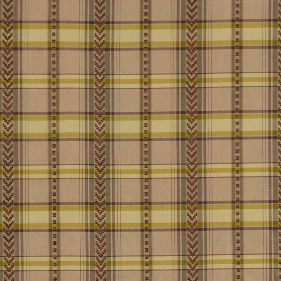 Lilac stitched check fabric with a woven texture; plaid pattern, multipurpose use.