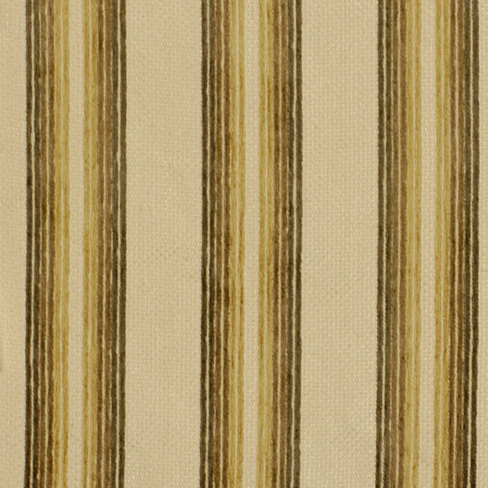 Beige striped fabric with alternating dark brown and tan vertical stripes, upholstery textile.