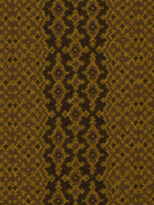 Mustard-yellow and dark brown snakeskin-style pattern fabric with bold diamond motifs.
