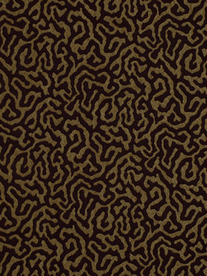 Graphite gray upholstery fabric with tan abstract animal-print swirls pattern.