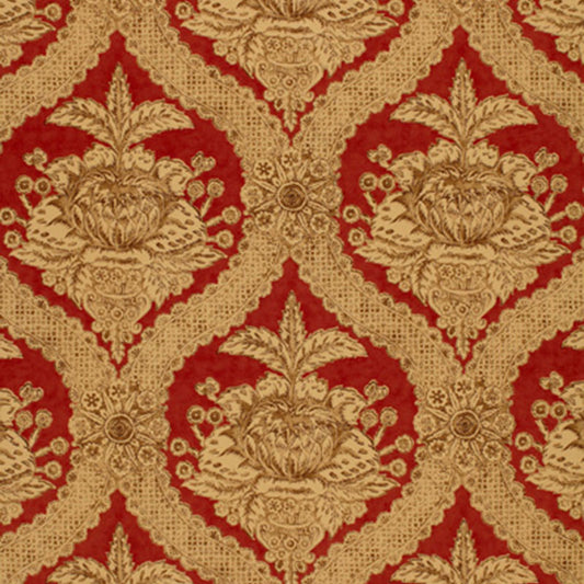SCHUMACHER  THE LIBRAY COLLECTION HADDON HALL DAMASK PRINTS PRINTS VENETIAN RED   - 172781