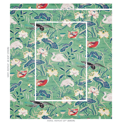 SCHUMACHER FABRIC  SCHUMACHER FABRIC CLASSICS LOTUS GARDEN   JADE   - 172935