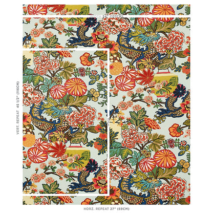 SCHUMACHER FABRIC  PRINT HAPPY CHIANG MAI DRAGON   AQUAMARINE   - 173270