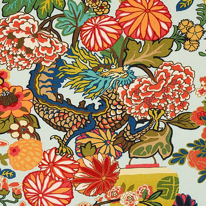 SCHUMACHER FABRIC  PRINT HAPPY CHIANG MAI DRAGON   AQUAMARINE   - 173270