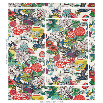 SCHUMACHER FABRIC  PRINT HAPPY CHIANG MAI DRAGON   ALABASTER   - 173273