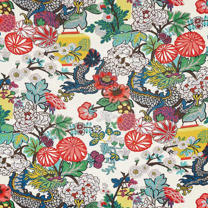 SCHUMACHER FABRIC  PRINT HAPPY CHIANG MAI DRAGON   ALABASTER   - 173273