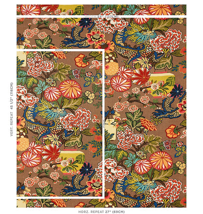 SCHUMACHER FABRIC  PRINT HAPPY CHIANG MAI DRAGON   MOCHA   - 173274